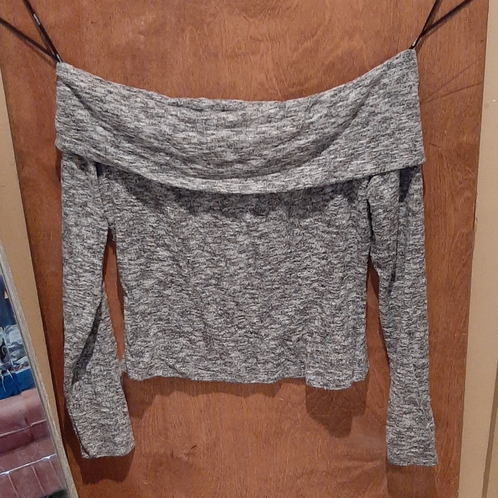 Grey Off the Shoulder Sweater